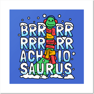 Christmas Dinosaur in the Snow Posters and Art